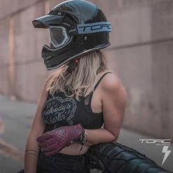 Torc T3 Retro Moto Helmet Solids -HJC Store Torc T3 helmet on rider gloss black 94944.1650665901