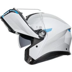 AGV Tourmodular Frequency Helmet -HJC Store agv tourmodular frequency helmet light gray blue left shield up 92157.1679720135