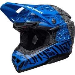 Bell Moto-10 Spherical Fasthouse DITD 23 Helmet -HJC Store bell moto 10 spherical fasthouse ditd 23 helmet blue gray front left 98332.1672225036