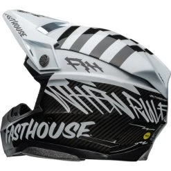 Bell Moto-10 Spherical Fasthouse Mod Squad Helmet -HJC Store bell moto 10 spherical le fasthouse mod squad helmet gloss white black back left 94169.1696774478