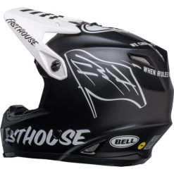 Bell Moto-9 Youth MIPS Fasthouse Flying Colors Helmet -HJC Store bell moto 9 youth mips fasthouse flying colors helmet matte black white back left 33775.1672222522