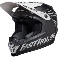 Bell Moto-9 Youth MIPS Fasthouse Flying Colors Helmet -HJC Store bell moto 9 youth mips fasthouse flying colors helmet matte black white front left 40881.1672222501