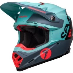 Bell Moto-9S Flex Seven Vanguard Helmet -HJC Store bell moto 9s flex seven vanguard helmet matte aqua black front left 98709.1672406663