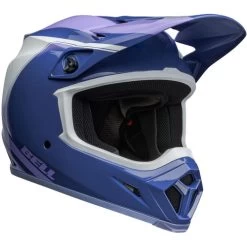 Bell MX-9 MIPS Dart Helmet -HJC Store bell mx 9 mips dart helmet gloss purple white front right 60067.1696921988