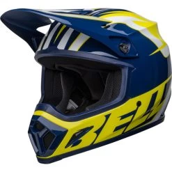 Bell MX-9 MIPS Spark Helmet -HJC Store bell mx 9 mips spark helmet gloss blue yellow front left 57655.1672411114