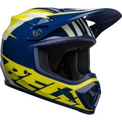 Bell MX-9 MIPS Spark Helmet -HJC Store bell mx 9 mips spark helmet gloss blue yellow front right 46222.1672411119