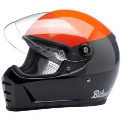 Biltwell Lane Splitter Podium Helmet -HJC Store biltwell lane splitter helmet podium gloss orange grey black shield up 75483.1695309436