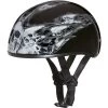 Daytona Skull Cap Helmet Skull Flames Silver