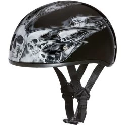 Daytona Skull Cap Helmet Skull Flames Silver