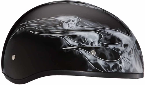 Daytona Skull Cap Helmet Skull Flames Silver 3 Daytona Skull Cap Helmet Skull Flames Silver - Image 3