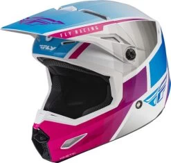 Fly Racing Kinetic Drift Helmet -HJC Store fly racing kinetic drift helmet pink white blue front left 47629.1644622071
