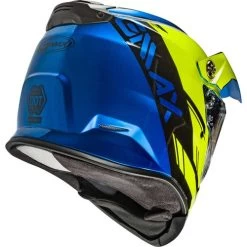 Gmax Youth AT-21Y Epic Snow Helmet - Dual Shield -HJC Store gmax at 21s epic helmet dual shield blue hi vis black back right 56203.1603553212