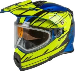 Gmax AT-21S Epic Snow Helmet - Dual Shield -HJC Store gmax at 21s epic helmet dual shield blue hi vis black left 94607.1603451620