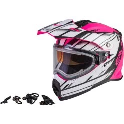 Gmax AT-21S Epic Snow Helmet - Electric Shield -HJC Store gmax at 21s epic helmet electric shield pink white black 01430.1603448315