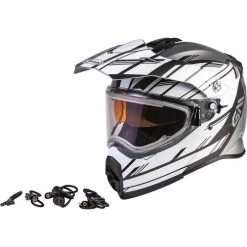 Gmax AT-21S Epic Snow Helmet - Electric Shield -HJC Store gmax at 21s epic helmet electric shield silver white black 54203.1603448266