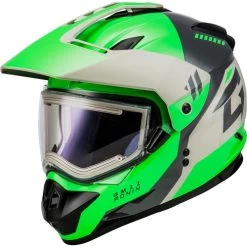 Gmax GM-11S Ronin Snow Helmet - Electric Shield -HJC Store gmax gm 11s ronin electric shield helmet green grey 45974.1698618366