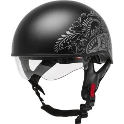 Gmax HH-65 Rose Naked Helmet -HJC Store gmax hh 65 rose naked helmet black silver clear shield 62745.1588166303
