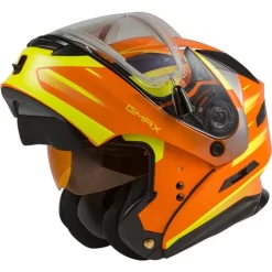 Gmax MD-01S Descendant Helmet - Electric Shield -HJC Store gmax md 01s descendant helmet electrlc shield neon orange hi vis flip up 36387.1669970686