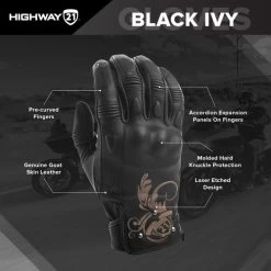 Highway 21 Black Ivy Gloves -HJC Store highway 21 black ivy womens gloves features 60191.1646231298