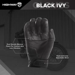 Highway 21 Black Ivy Gloves -HJC Store highway 21 black ivy womens gloves palm features 07640.1646231294