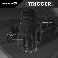 Highway 21 Trigger Gloves -HJC Store highway 21 trigger gloves black features 30591.1646175195