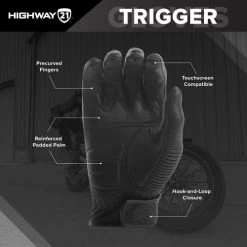 Highway 21 Trigger Gloves -HJC Store highway 21 trigger gloves black palm features 42545.1646175192
