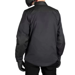 ICON Upstate Canvas CE Jacket -HJC Store icon upstate canvas jacket black worn back 35889.1689752619