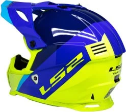 LS2 Gate Launch Youth Helmet -HJC Store ls2 gate launch helmet blue hi viz back left 18765.1633131895