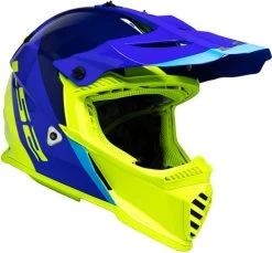 LS2 Gate Launch Youth Helmet -HJC Store ls2 gate launch helmet blue hi viz front right 12216.1633131895