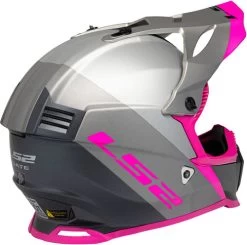 LS2 Gate Launch Youth Helmet -HJC Store ls2 gate launch helmet silver gray pink back right 74450.1633131895