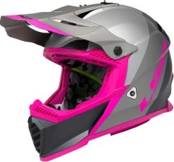LS2 Gate Launch Youth Helmet -HJC Store ls2 gate launch helmet silver gray pink front left 30174.1633131895