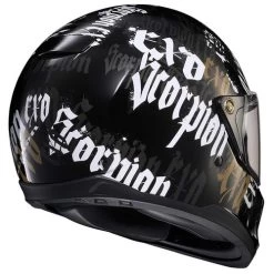 Scorpion EXO-HX1 Blackletter Helmet -HJC Store scorpion hx1 black letter helmet gloss black back right 70503.1639489284