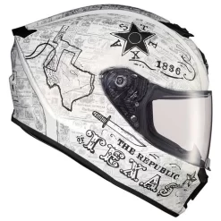 Scorpion EXO-R420 Lone Star Helmet -HJC Store scorpion r420 lone star helmet white silver right 87147.1640144044